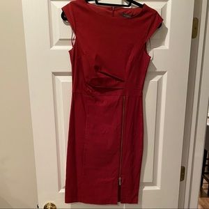 Deep red shift dress